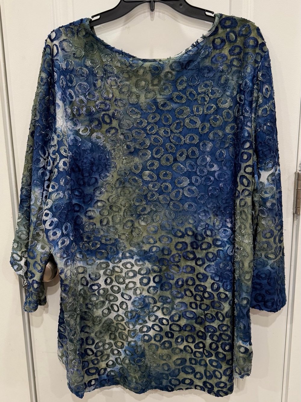 Ruby Rd. Blue & Green Patterned Long Sleeve Tunic - Picture 2 of 4